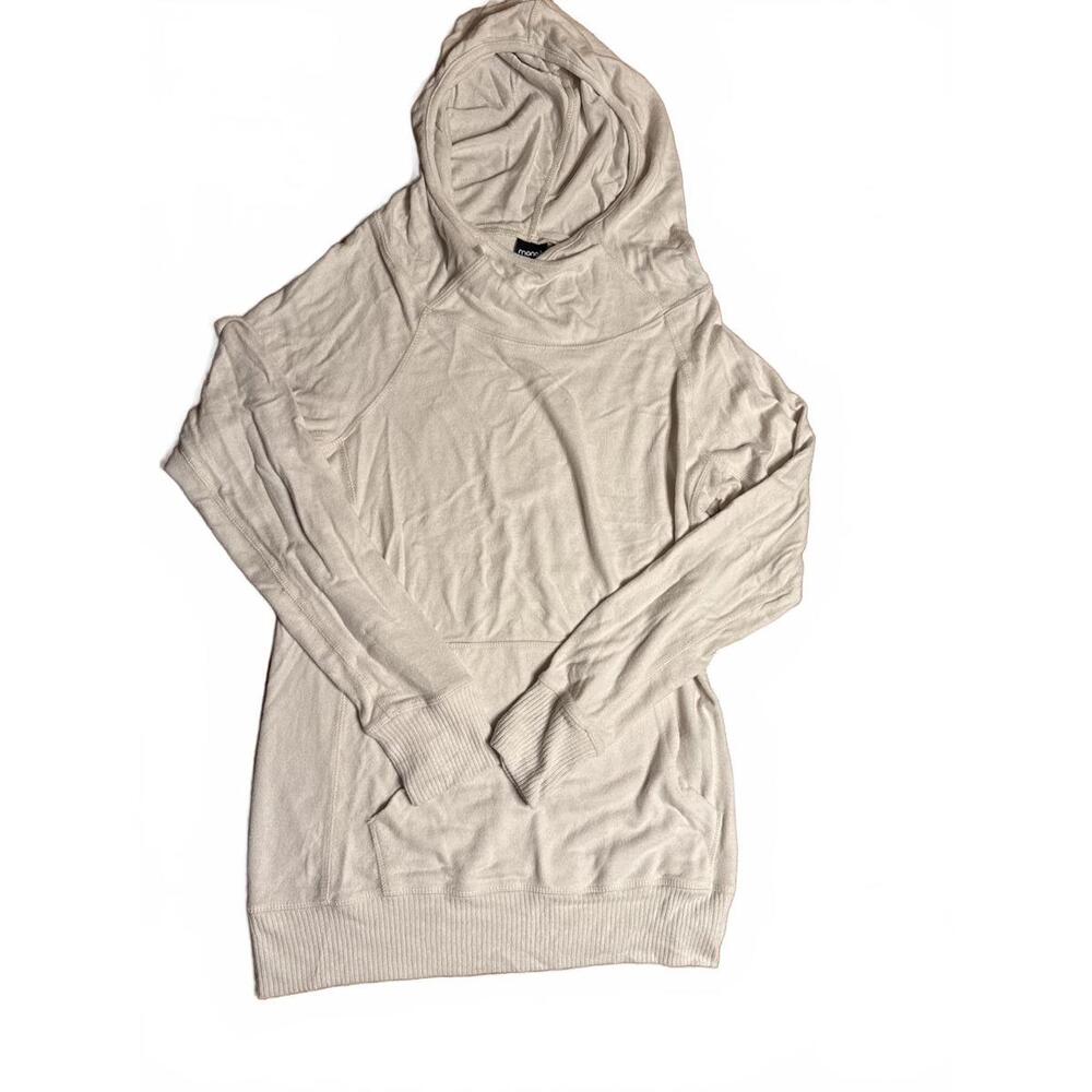 New Mono B Women's Medium Soft Cream Raglan Fall Winter Hoodie Tunic Pullover
